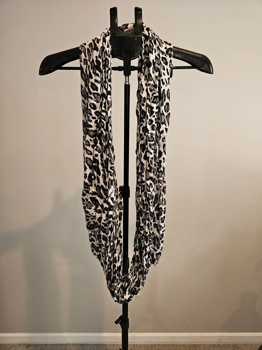 New York & Company Black and White Leopard Print Infinity Scarf